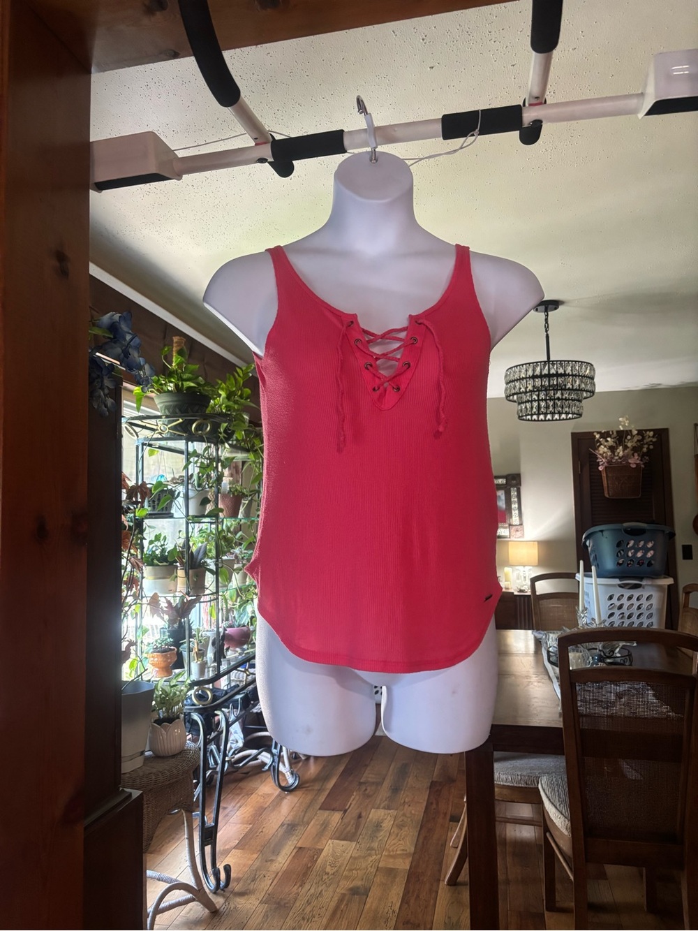Abercrombie & Fitch Women's Lace-Up Tank Top - Coral Pink Size XS Fits Like M
